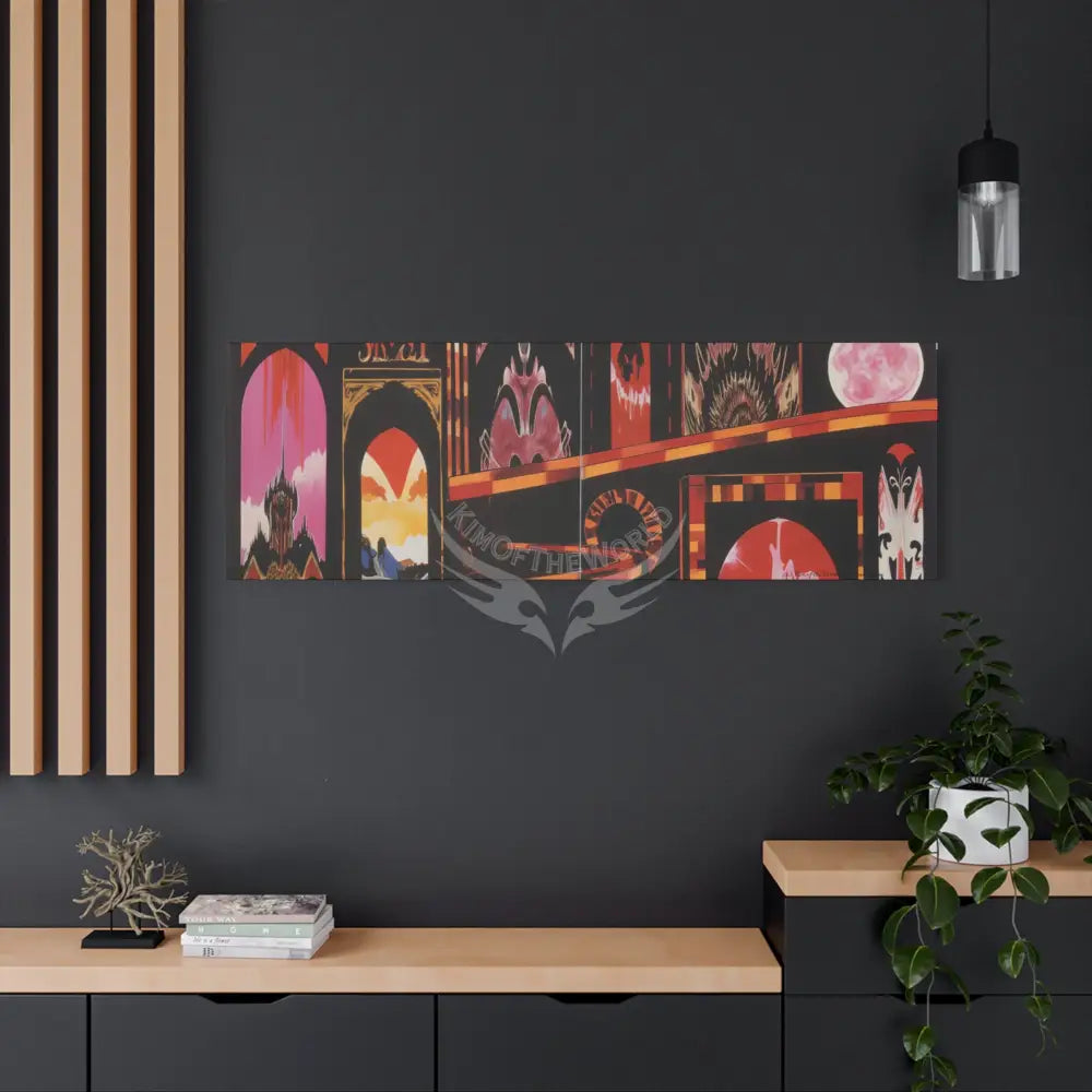 Abstract Architecture Colorful Magic Window Canvas Print — Surreal Cozy Room Wall Art Canvas