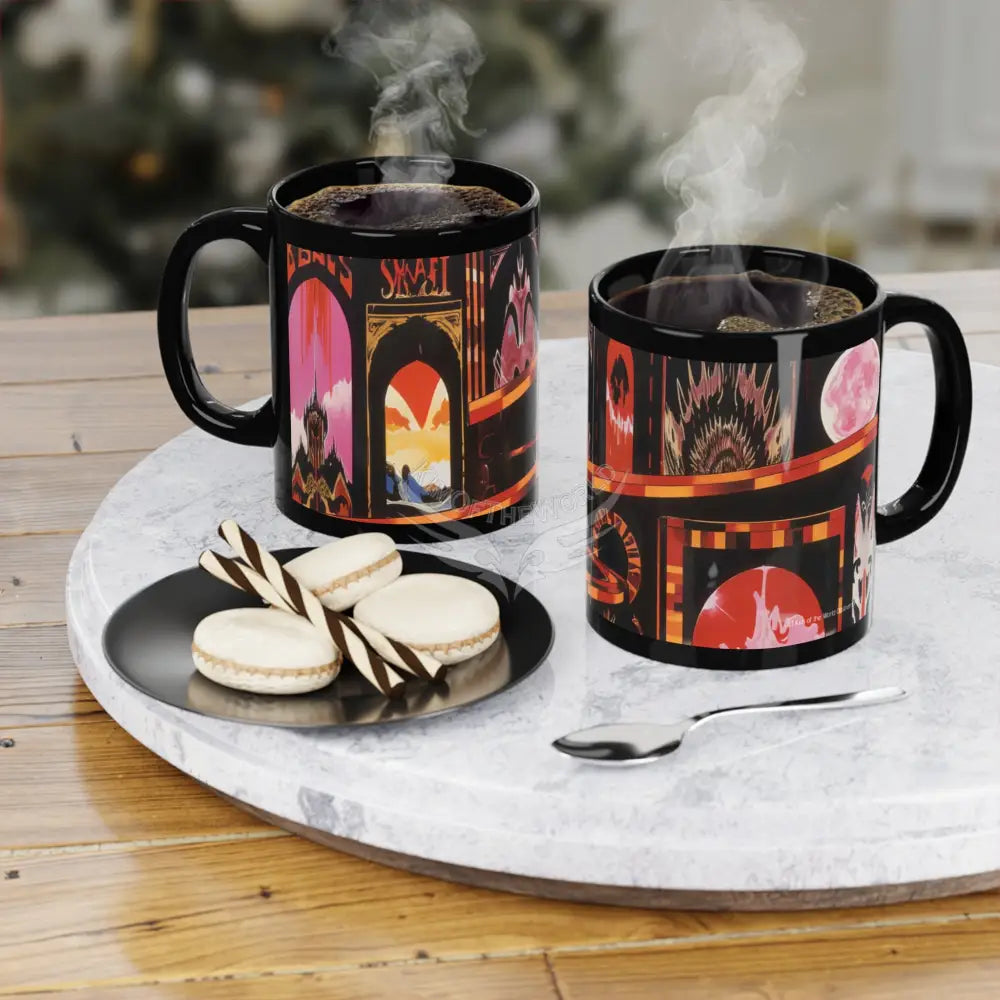 Abstract Architecture Set Mugs Coffee Cup Banner Nebula Coffee Mug — 11oz Black Ceramic Space Text Design 11oz / Black