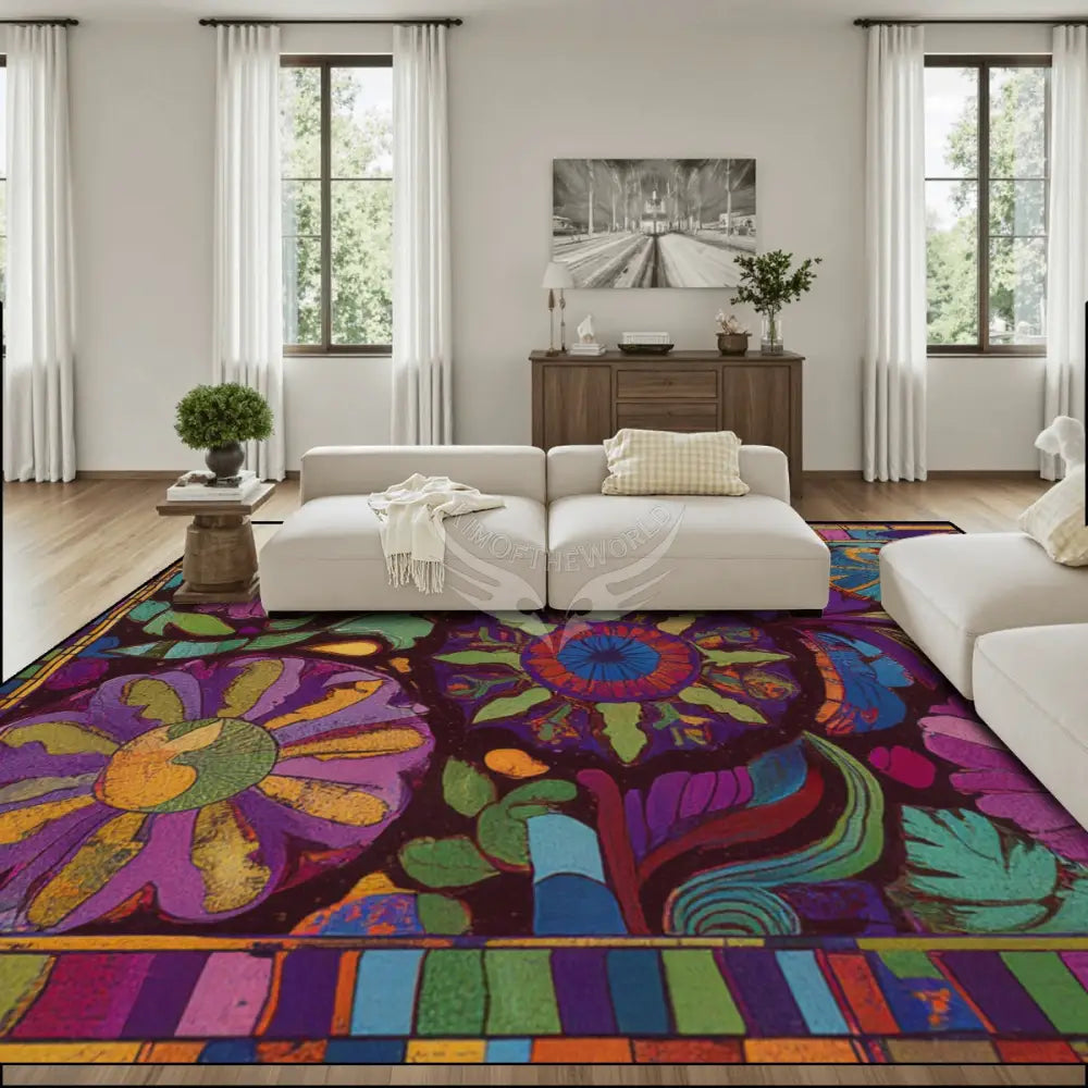 Abstract Floral ColorWheel Large Area Rug Floor Carpet (4:3) 144’’x108’’ Rugs & Mats