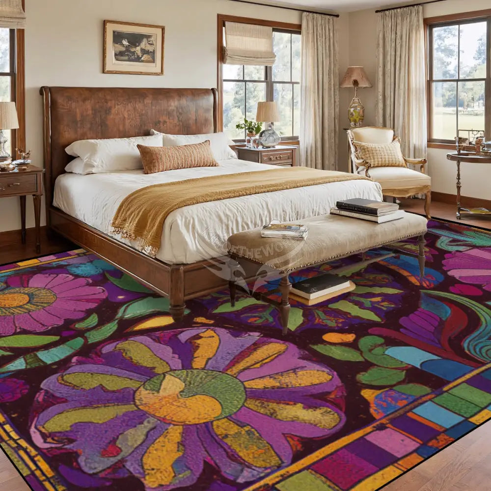 Abstract Floral ColorWheel Large Area Rug Floor Carpet (4:3) 144’’x108’’ Rugs & Mats