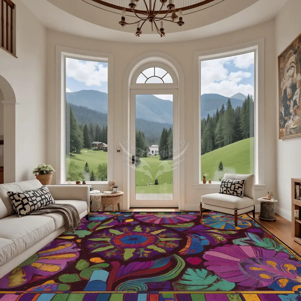 Abstract Floral ColorWheel Large Area Rug Floor Carpet (4:3) 144’’x108’’ Rugs & Mats