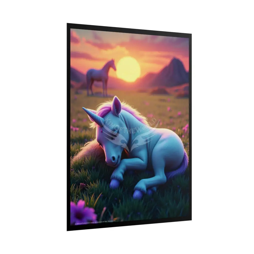 Adorable Baby Unicorn Unique Animal Rolled Poster — Cute Wildlife Wall Art Poster