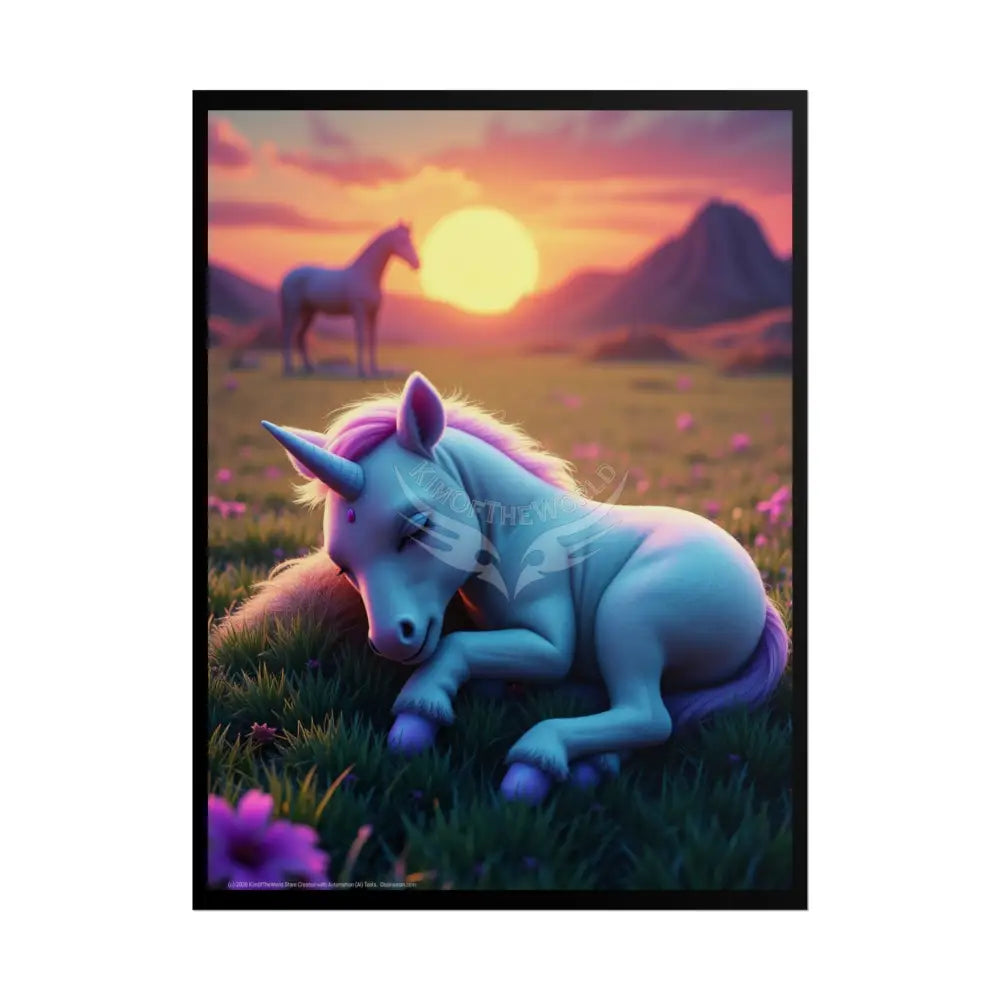 Adorable Baby Unicorn Unique Animal Rolled Poster — Cute Wildlife Wall Art 18″ x 24″ (Vertical) / Matte Poster