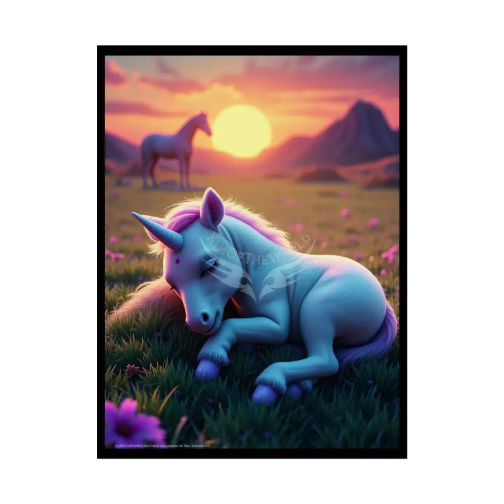 Adorable Baby Unicorn Unique Animal Rolled Poster — Cute Wildlife Wall Art 18″ x 24″ (Vertical) / Semi Glossy Poster