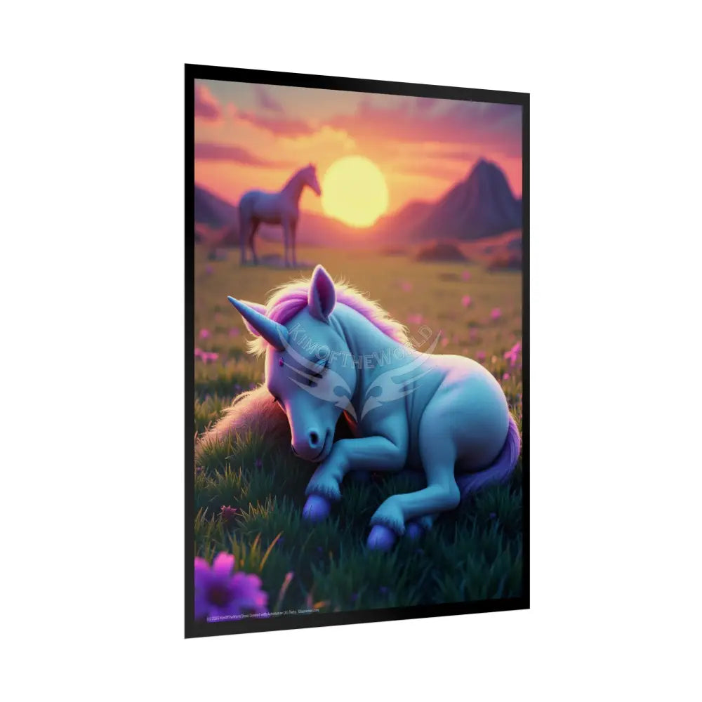 Adorable Baby Unicorn Unique Animal Rolled Poster — Cute Wildlife Wall Art Poster