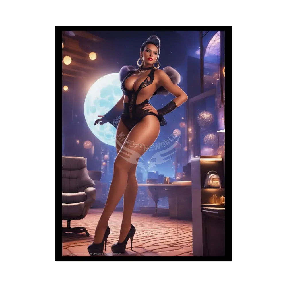 AI Girl Tall Girl Rolled Posters — Sexy Seductive Anime Wall Art - AI Girlfriend 18″ x 24″ (Vertical) / Semi Glossy