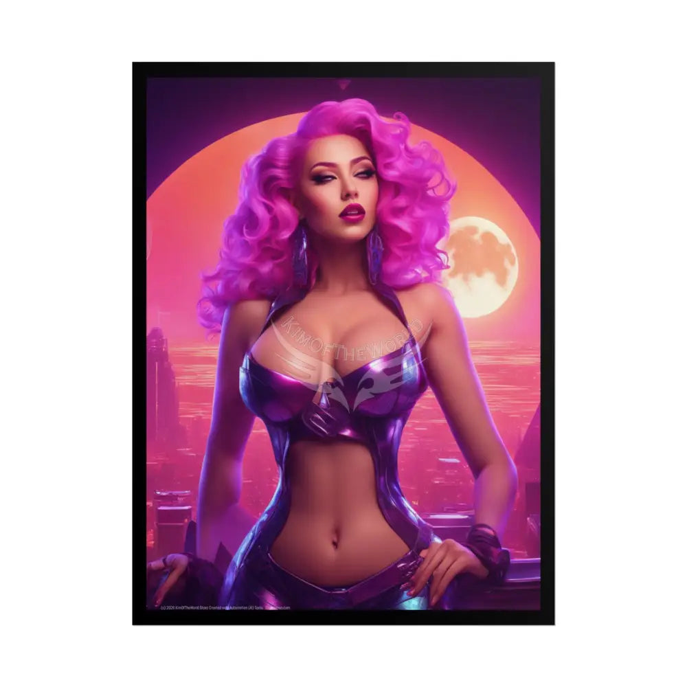 AI Girl Tall Girl Rolled Posters — Sexy Seductive Anime Wall Art - Pink Lady 18″ x 24″ (Vertical) / Matte Poster