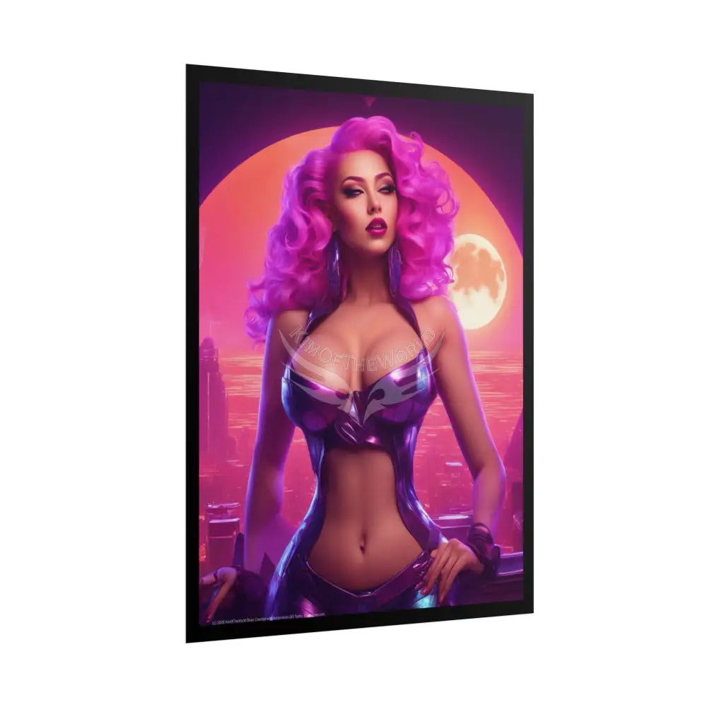 AI Girl Tall Girl Rolled Posters — Sexy Seductive Anime Wall Art - Pink Lady Poster