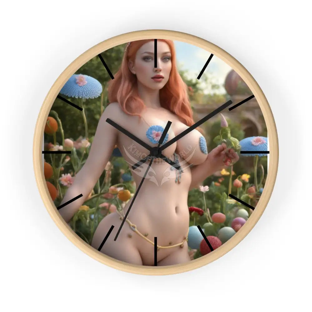 AI Girl Wall Clock — Sexy Motivational ’Get to Work’ Decor for Home & Office Wooden Base / Black / 10’’ Home Decor