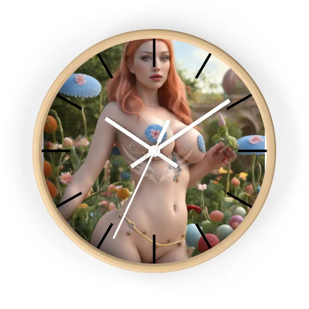 AI Girl Wall Clock — Sexy Motivational ’Get to Work’ Decor for Home & Office Wooden Base / White / 10’’ Home Decor