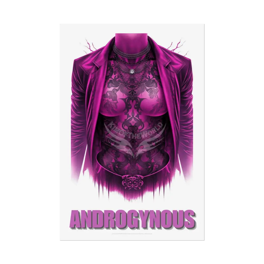 ’Androgynous’ Vaporwave Tattooed Person - Sexy Rolled Poster 20″ x 30″ (Vertical) / Semi Glossy Poster