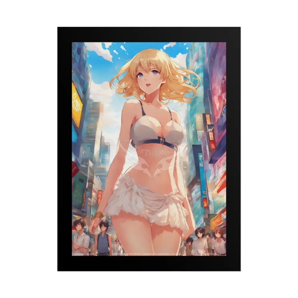 Anime Giant Tokyo Girl Giantess Fashion Poster — Fun Tall Lady Print Art (Empowered Women) 18″ x 24″ (Vertical) / Matte
