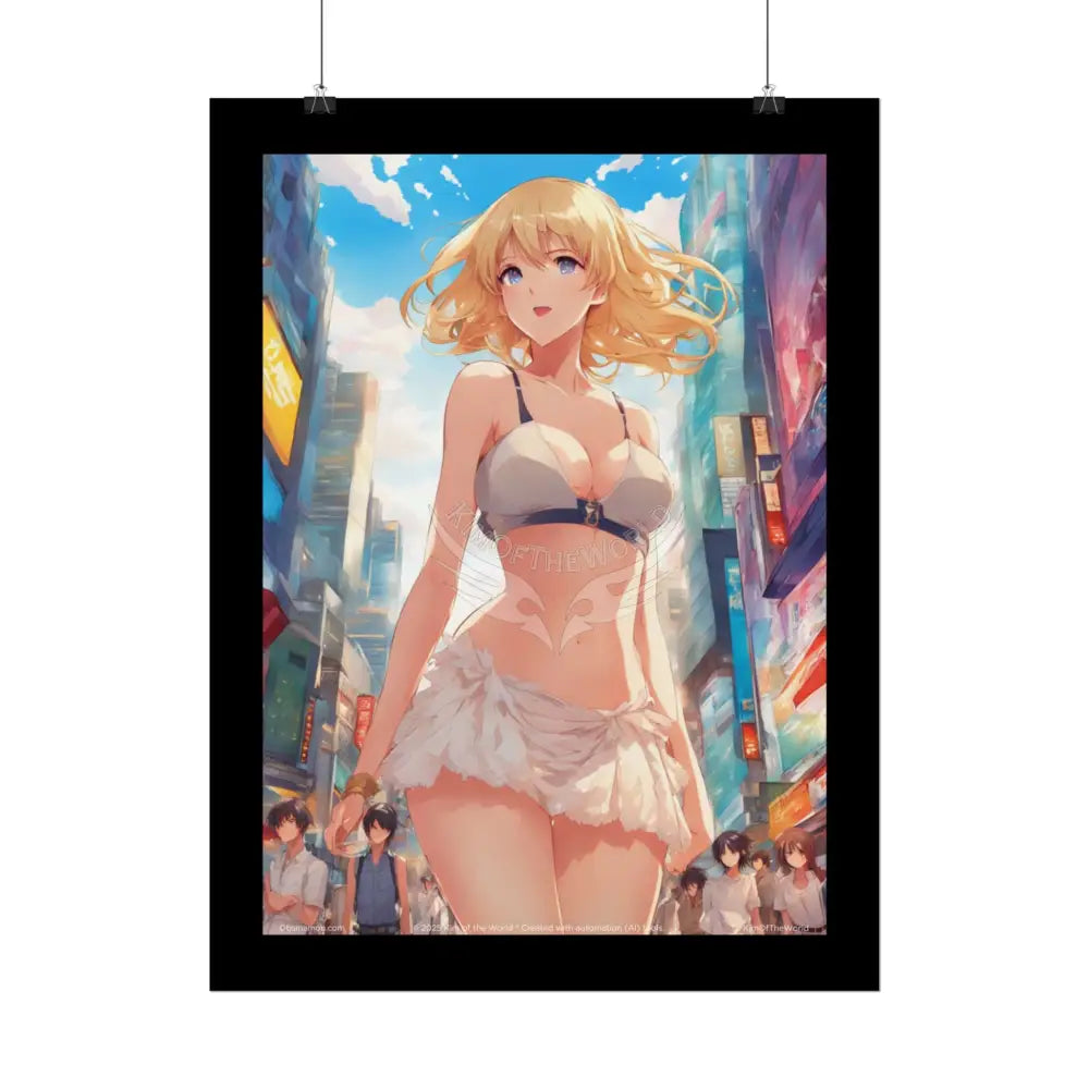 Anime Giant Tokyo Girl Giantess Fashion Poster — Fun Tall Lady Print Art (Empowered Women) Poster