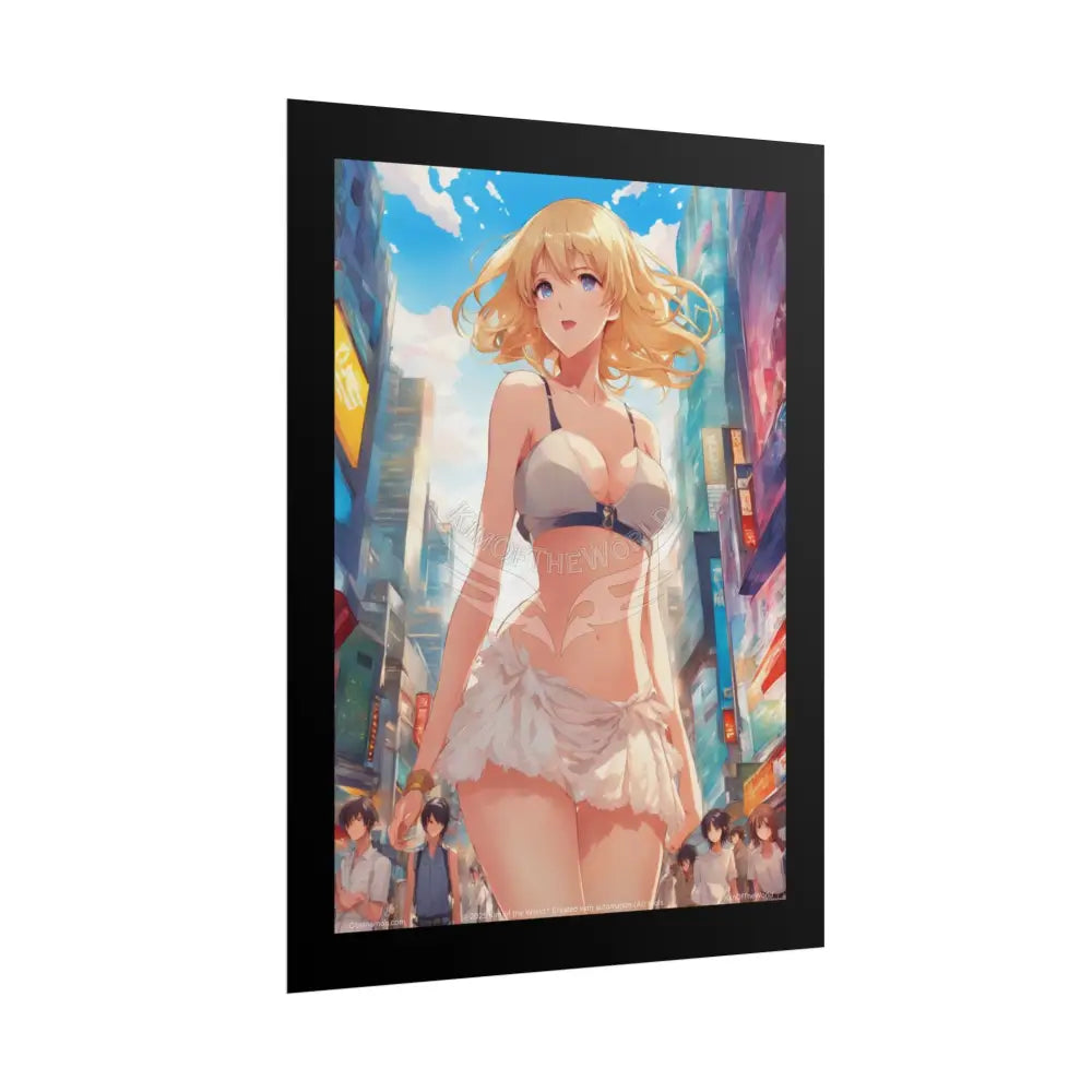 Anime Giant Tokyo Girl Giantess Fashion Poster — Fun Tall Lady Print Art (Empowered Women) Poster