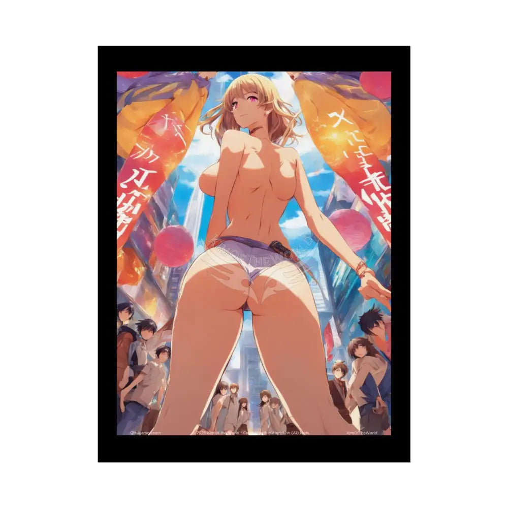 Anime Giant Tokyo Tease Girl Giantess Fashion Poster — Fun Tall Lady Tease Fetish Print Art (Empowered Women) 18″ x 24″
