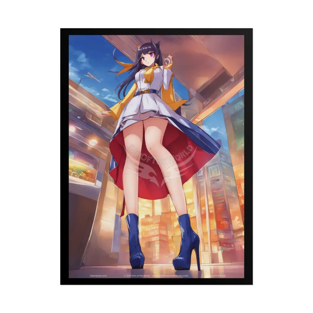 Anime Girl Naughty Giantess Sexy Skimpy Fashion Fun Fetish Poster — 3D Lingerie Stiletto Lady Art Print 18″ x 24″