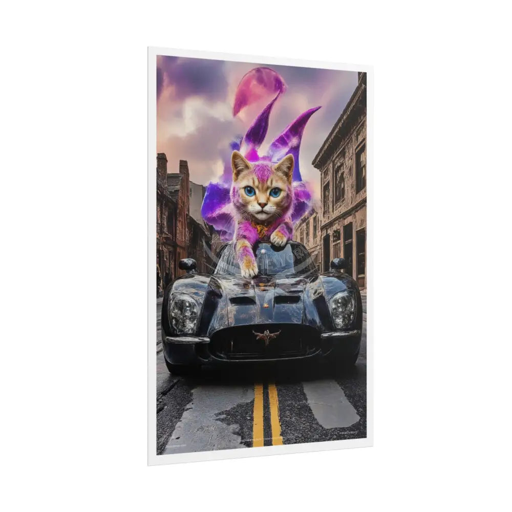 Anime Kitty Cat Rolled Poster — Framable Cat Lover Art Gift Poster