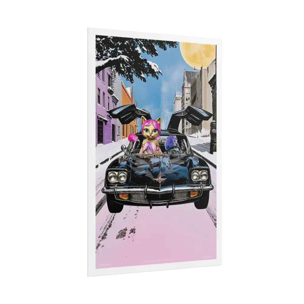 Anime Kitty Cat Rolled Poster — Framable Cat Lover Art Gift Poster