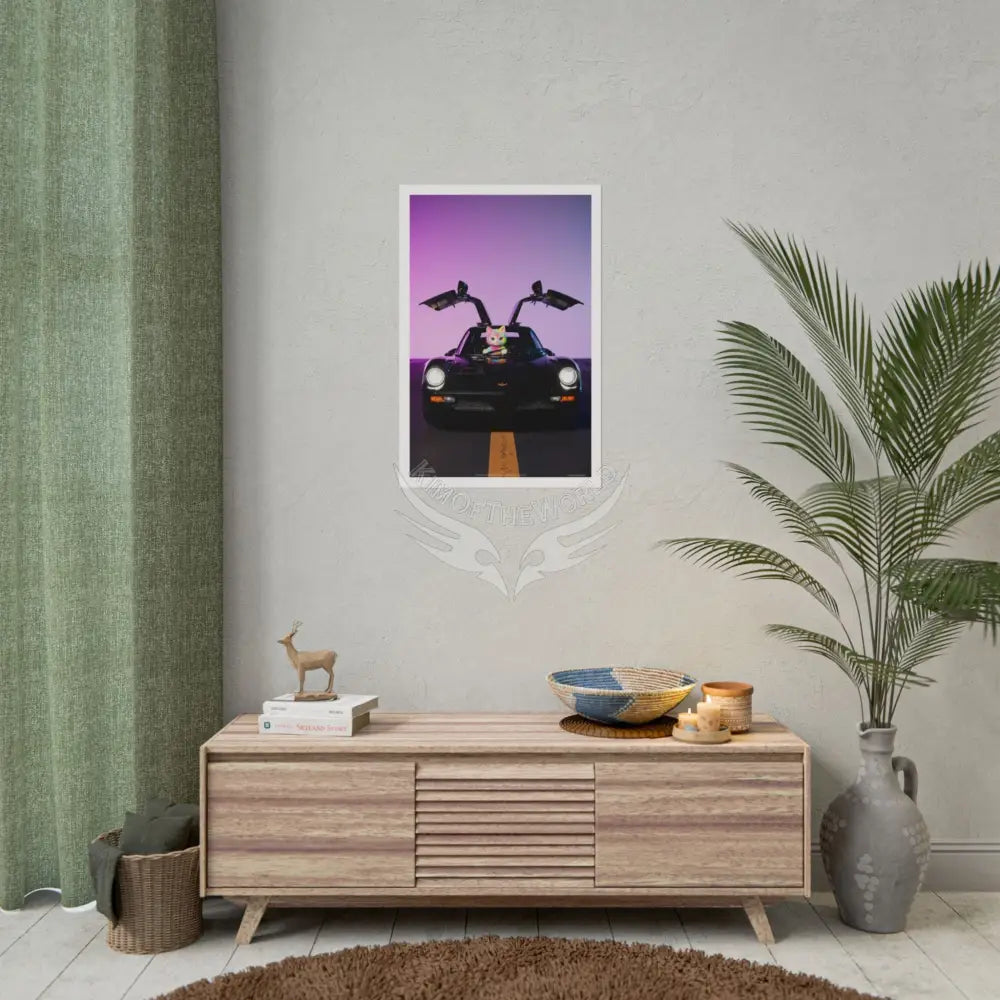 Anime Kitty Cat Rolled Poster — Framable Cat Lover Art Gift Poster