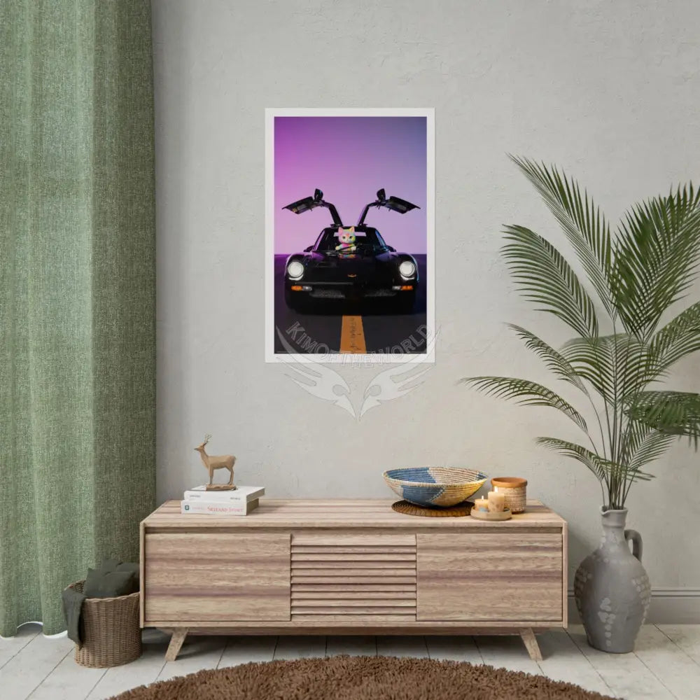 Anime Kitty Cat Rolled Poster — Framable Cat Lover Art Gift Poster