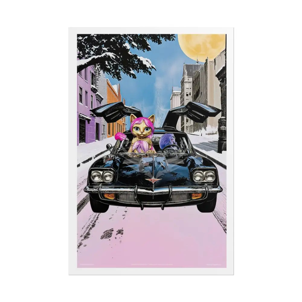 Anime Kitty Cat Rolled Poster — Framable Cat Lover Art Gift 24’’ x 36’’ (Vertical) / Matte Poster