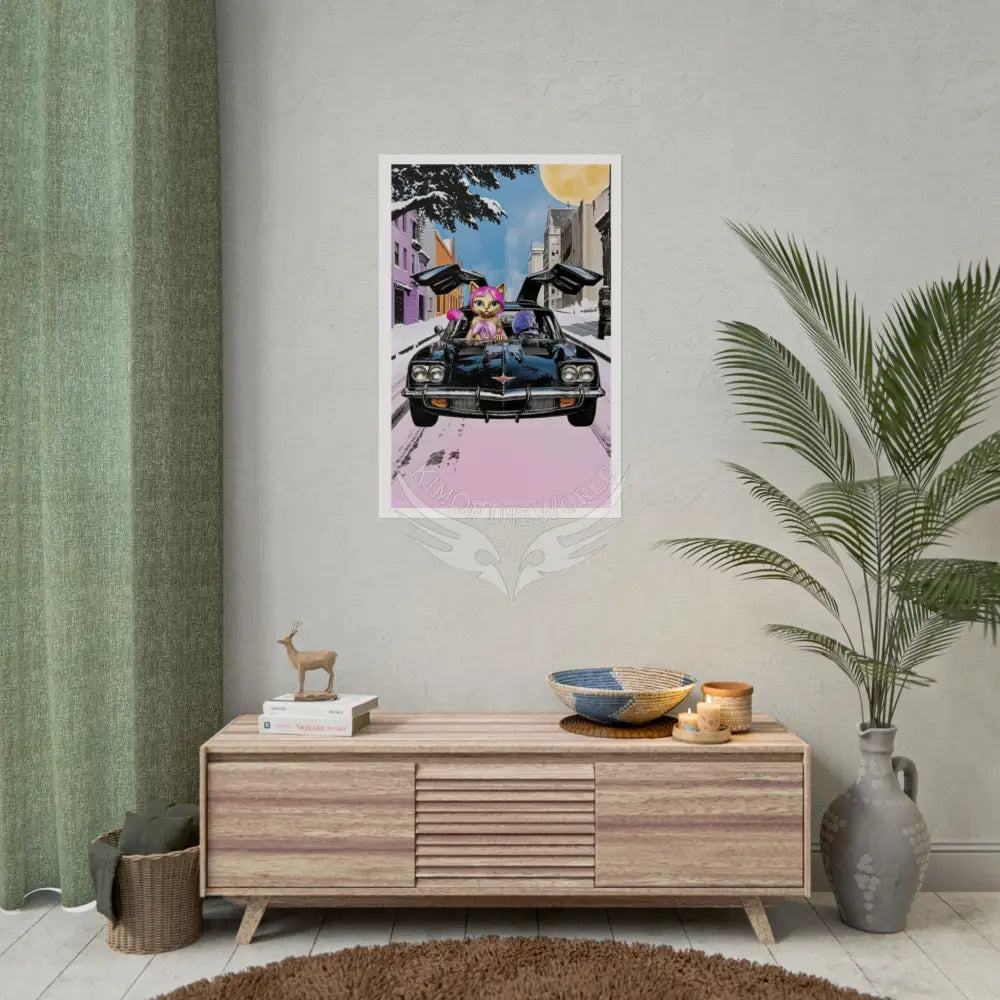 Anime Kitty Cat Rolled Poster — Framable Cat Lover Art Gift Poster