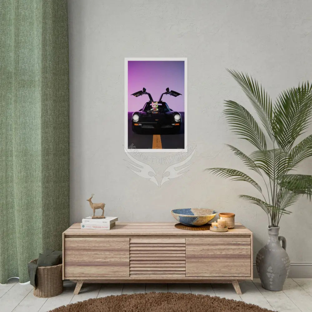 Anime Kitty Cat Rolled Poster — Framable Cat Lover Art Gift Poster