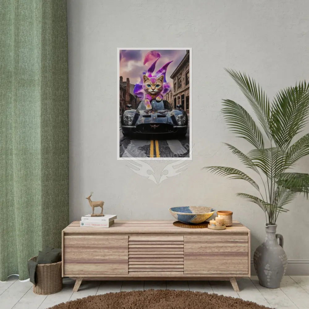 Anime Kitty Cat Rolled Poster — Framable Cat Lover Art Gift Poster