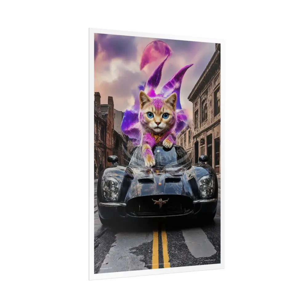 Anime Kitty Cat Rolled Poster — Framable Cat Lover Art Gift Poster