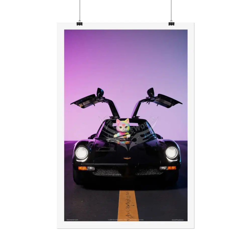 Anime Kitty Cat Rolled Poster — Framable Cat Lover Art Gift Poster