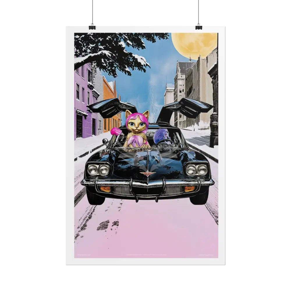 Anime Kitty Cat Rolled Poster — Framable Cat Lover Art Gift Poster