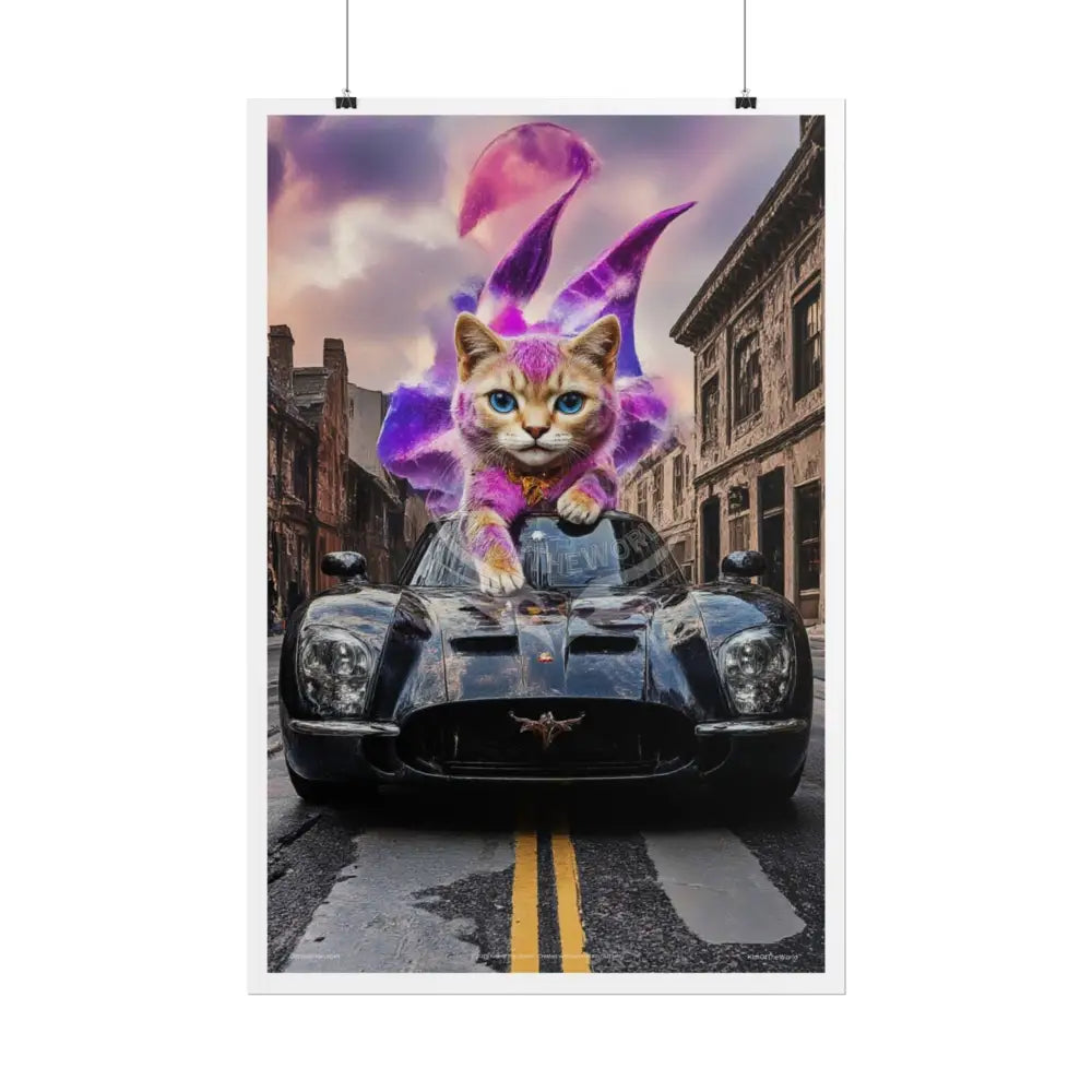 Anime Kitty Cat Rolled Poster — Framable Cat Lover Art Gift Poster