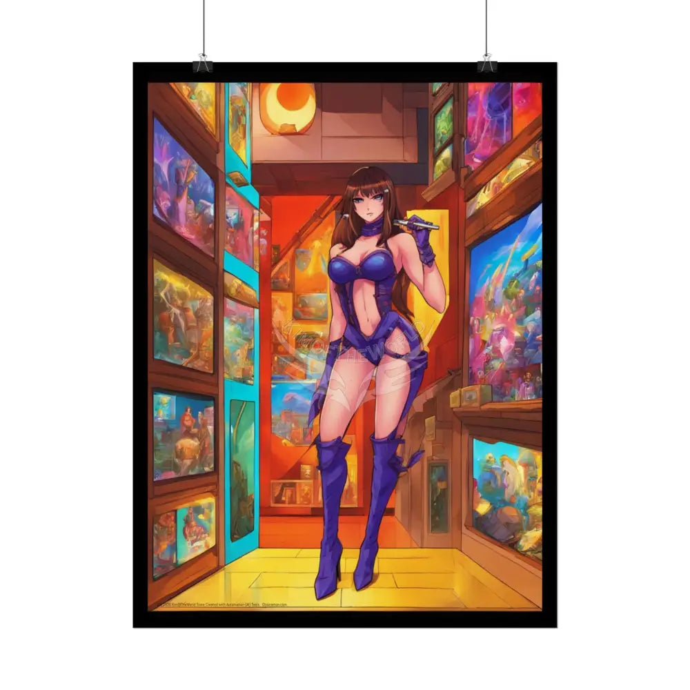 Anime Lady Fashion Tall Girlfriend Giantess Girl Rolled Posters — Subtle AI Girl Wall Art Poster