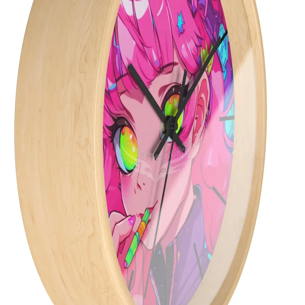 Anime Pink-Haired Girl Wall Clock — Cute Bedroom and Wall Decor Home Decor