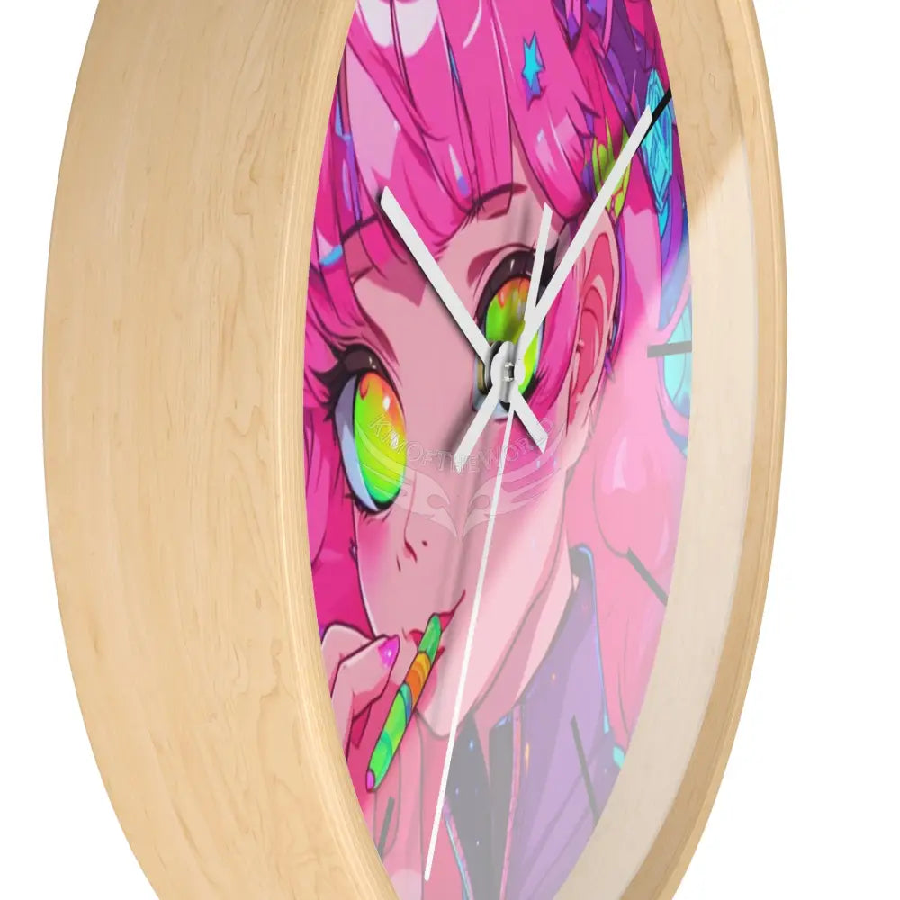 Anime Pink-Haired Girl Wall Clock — Cute Bedroom and Wall Decor Home Decor