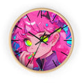 Anime Pink-Haired Girl Wall Clock — Cute Bedroom and Wall Decor Wooden Base / Black / 10’’ Home Decor