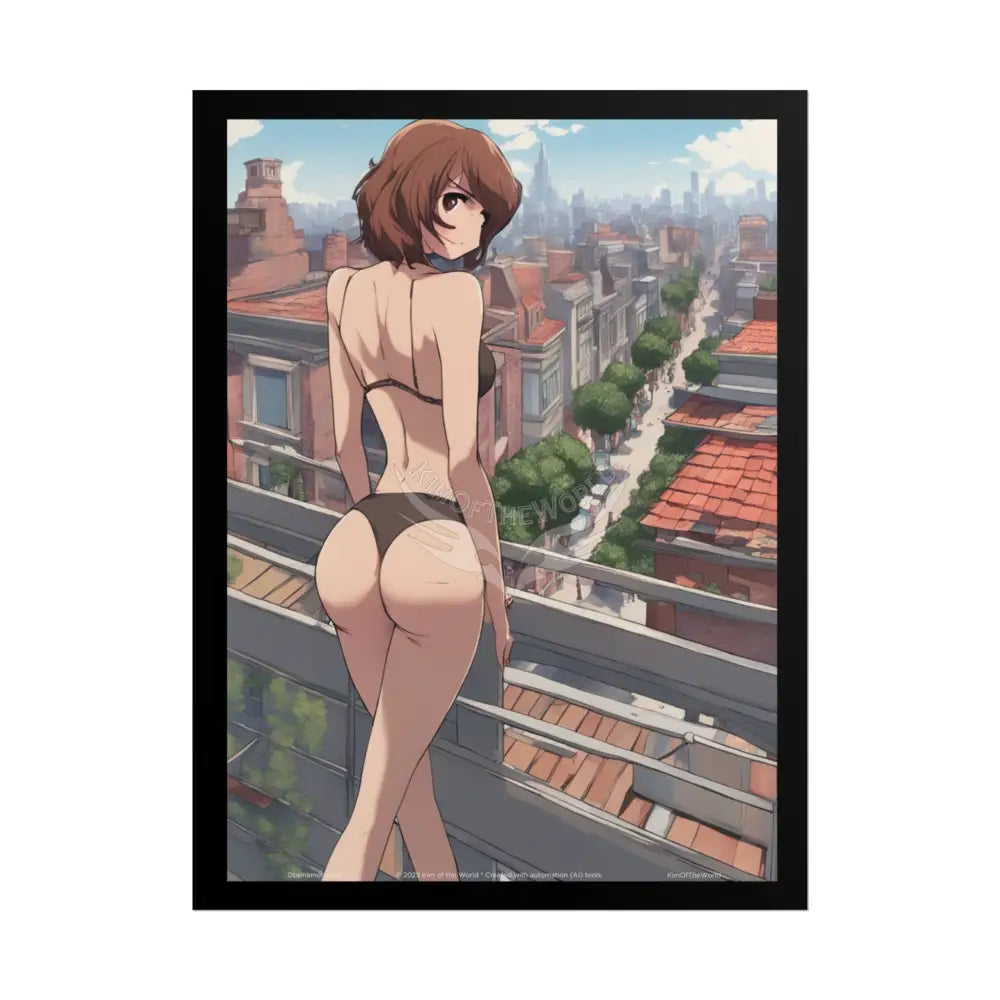 Anime Tall Girl Naughty Giantess Sexy Skimpy Fashion Fun Stiletto Fetish Poster — 3D Lingerie Stiletto Lady Art Print