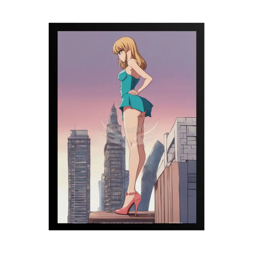 Anime Tall Girl Naughty Giantess Sexy Skimpy Fashion Fun Stiletto Fetish Poster — 3D Lingerie Stiletto Lady Art Print