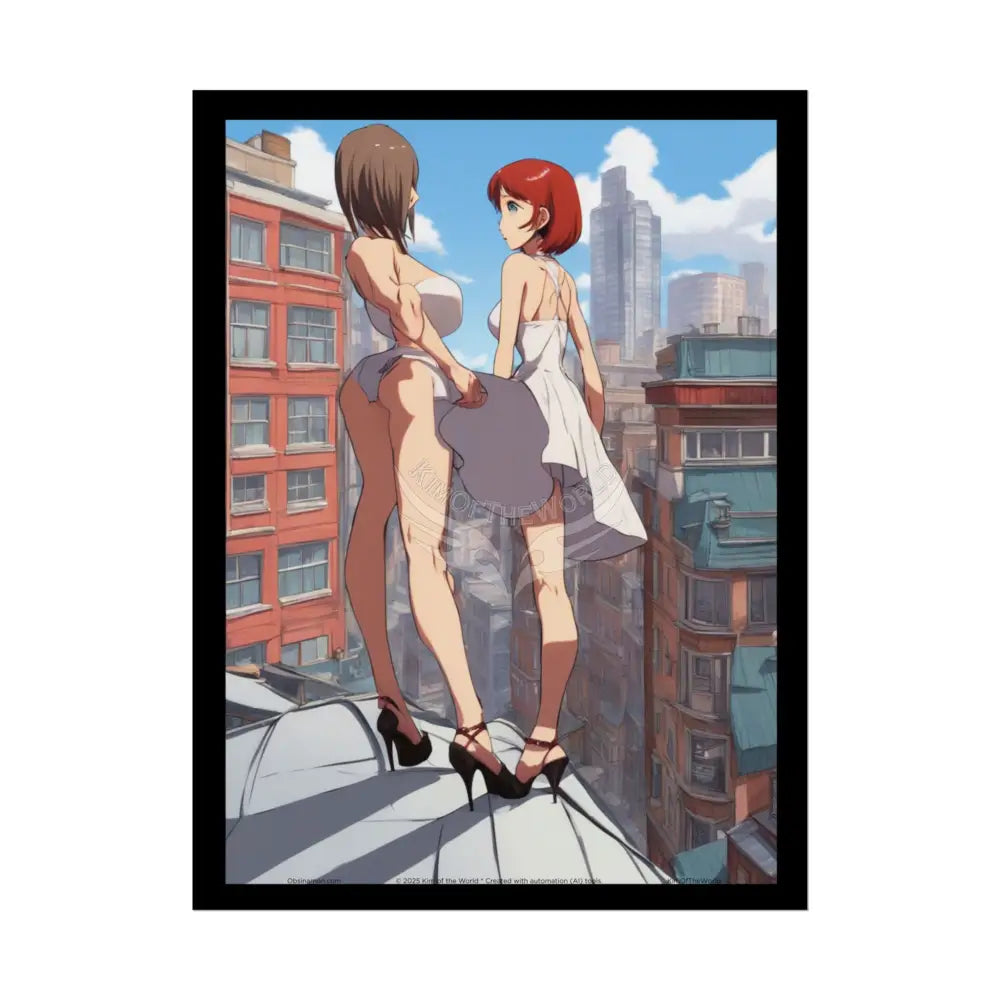 Anime Tall Girl Naughty Giantess Sexy Skimpy Fashion Fun Stiletto Fetish Poster — 3D Lingerie Stiletto Lady Art Print