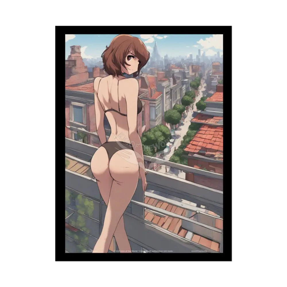 Anime Tall Girl Naughty Giantess Sexy Skimpy Fashion Fun Stiletto Fetish Poster — 3D Lingerie Stiletto Lady Art Print