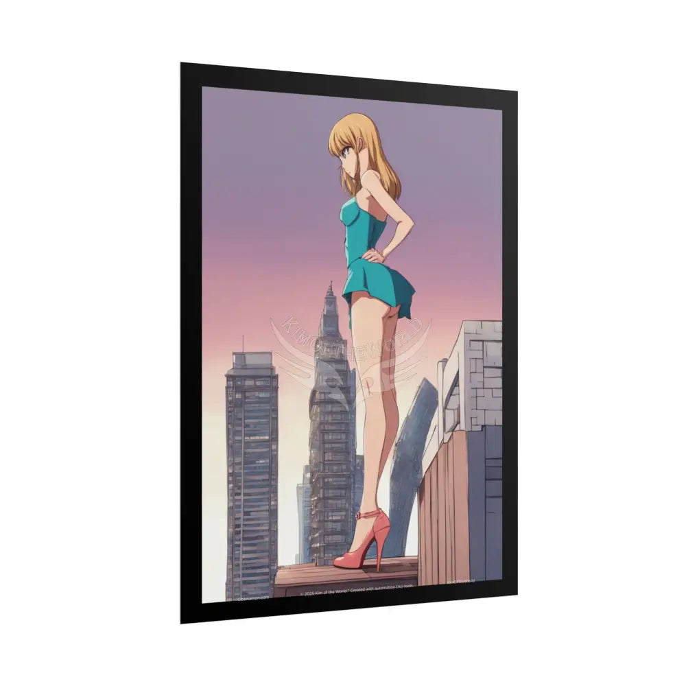 Anime Tall Girl Naughty Giantess Sexy Skimpy Fashion Fun Stiletto Fetish Poster — 3D Lingerie Stiletto Lady Art Print