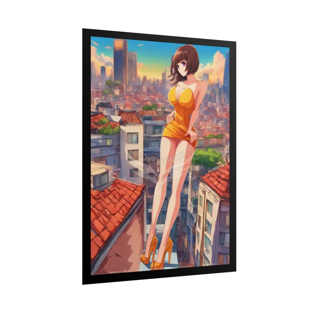 Anime Tall Girl Naughty Giantess Sexy Skimpy Fashion Fun Stiletto Fetish Poster — 3D Lingerie Stiletto Lady Art Print