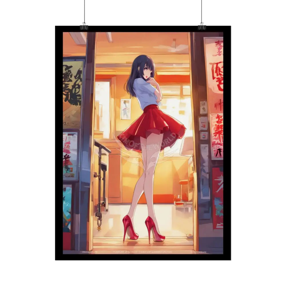 Anime Tall Girl Naughty Giantess Sexy Skimpy Fashion Fun Stiletto Fetish Poster — 3D Lingerie Stiletto Lady Art Print