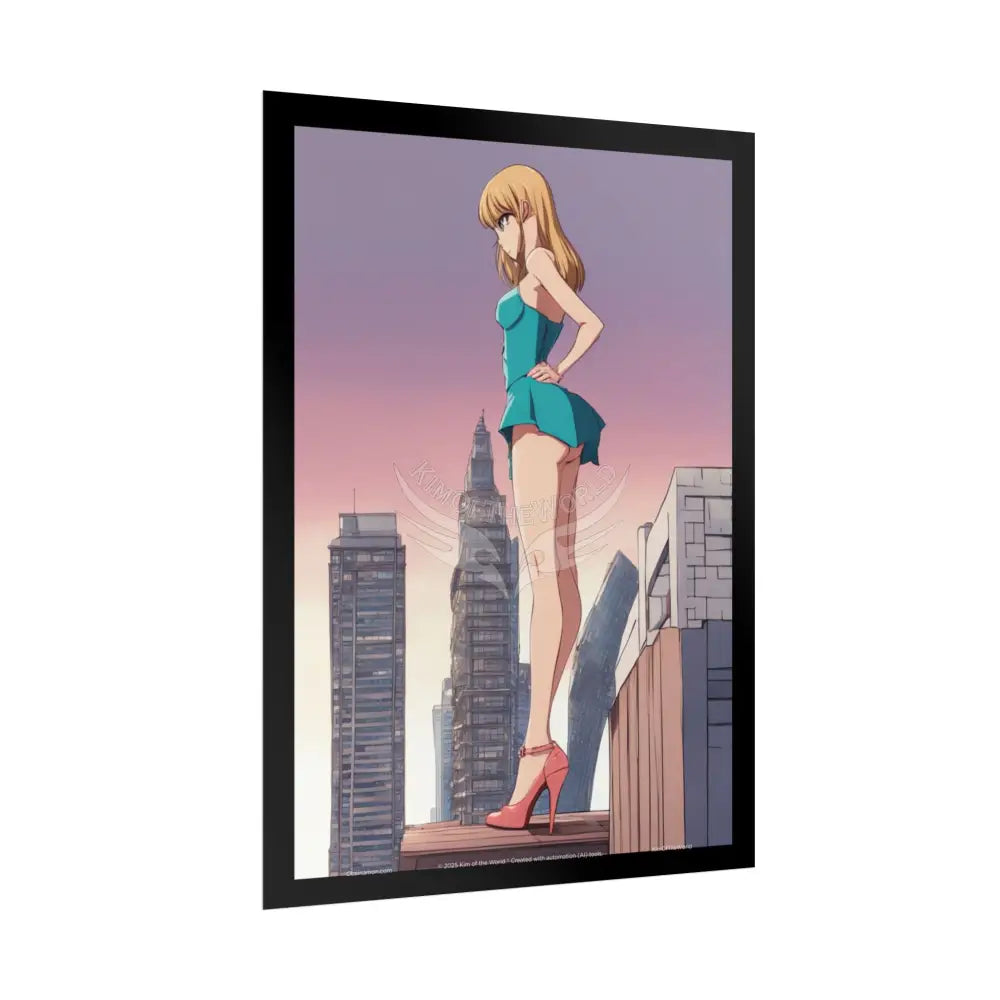 Anime Tall Girl Naughty Giantess Sexy Skimpy Fashion Fun Stiletto Fetish Poster — 3D Lingerie Stiletto Lady Art Print