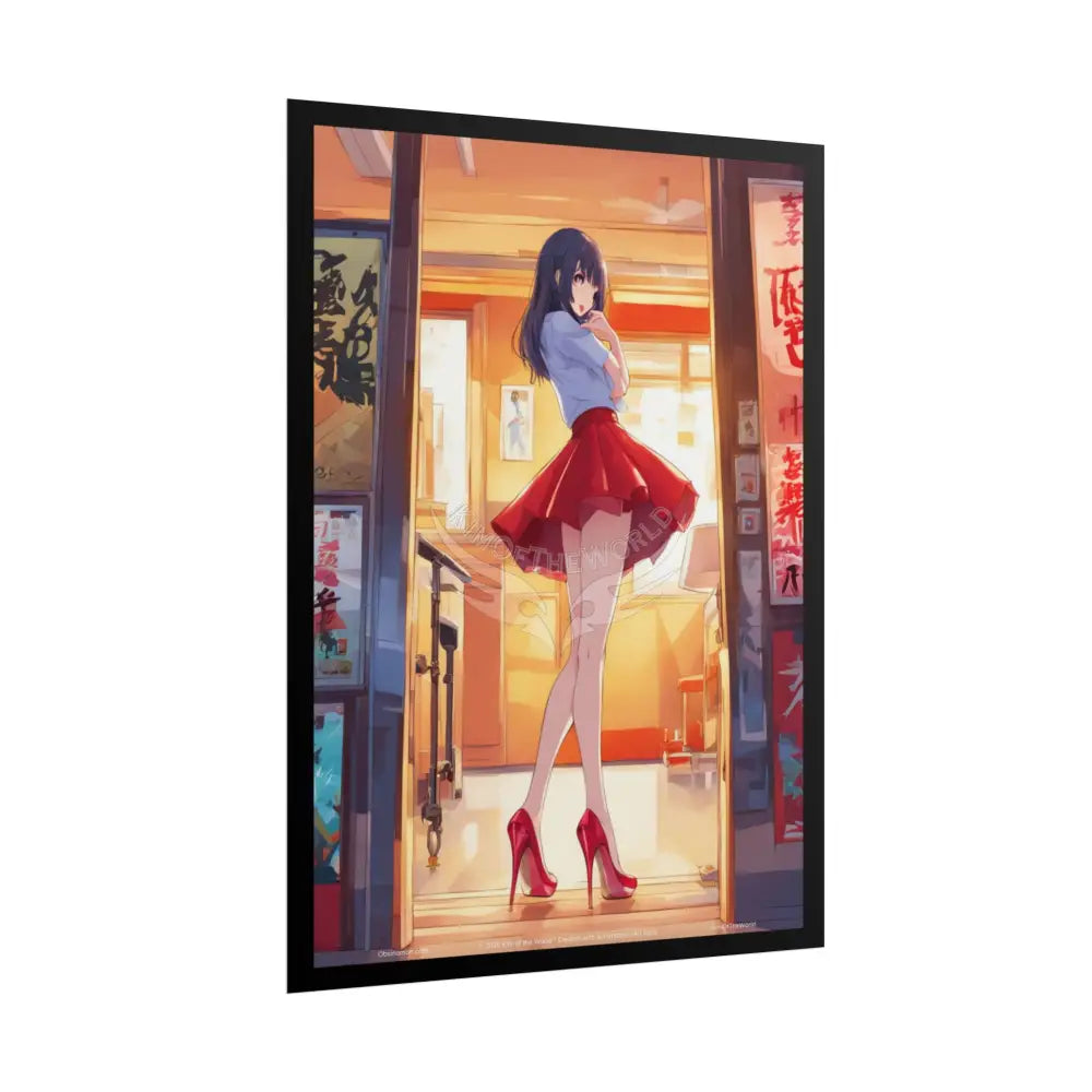 Anime Tall Girl Naughty Giantess Sexy Skimpy Fashion Fun Stiletto Fetish Poster — 3D Lingerie Stiletto Lady Art Print