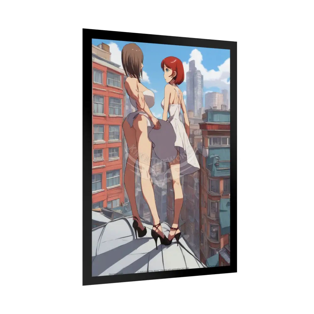 Anime Tall Girl Naughty Giantess Sexy Skimpy Fashion Fun Stiletto Fetish Poster — 3D Lingerie Stiletto Lady Art Print