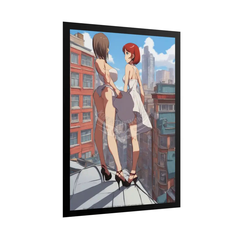 Anime Tall Girl Naughty Giantess Sexy Skimpy Fashion Fun Stiletto Fetish Poster — 3D Lingerie Stiletto Lady Art Print