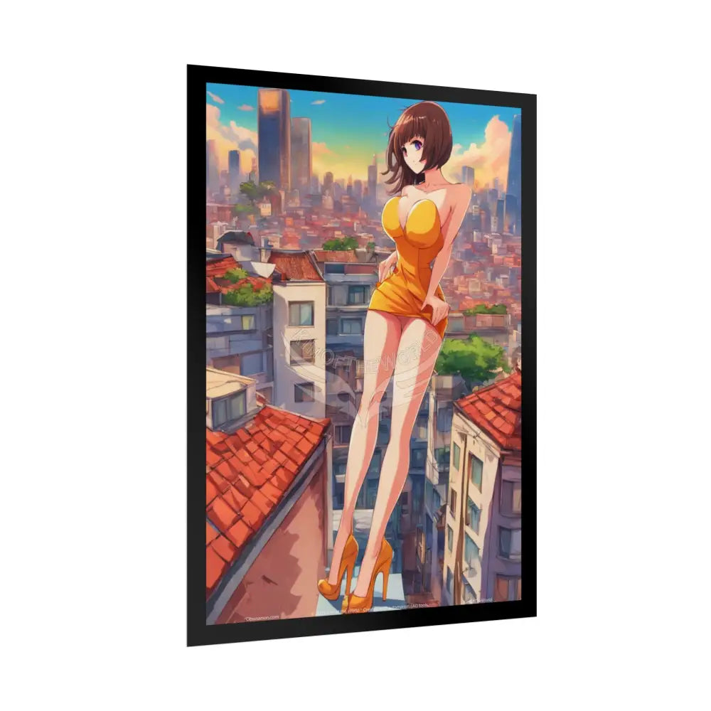 Anime Tall Girl Naughty Giantess Sexy Skimpy Fashion Fun Stiletto Fetish Poster — 3D Lingerie Stiletto Lady Art Print