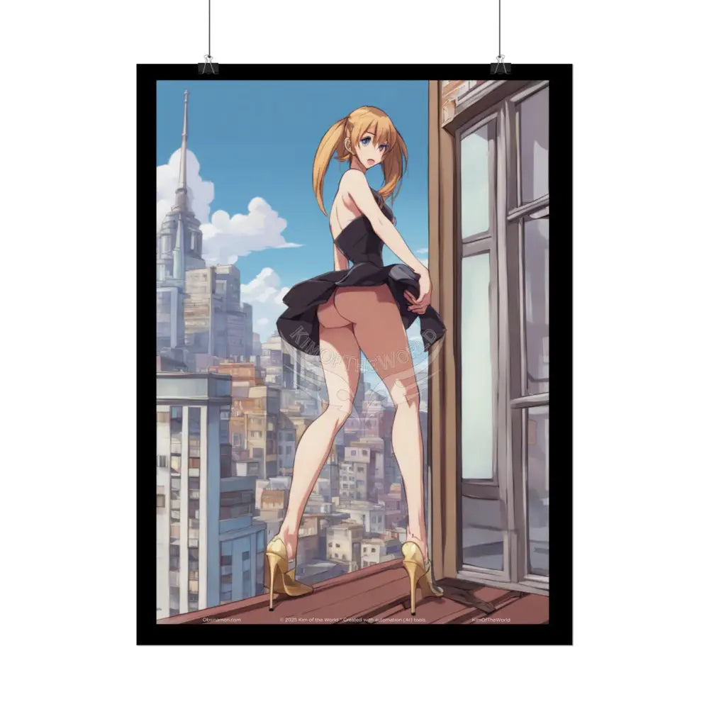 Anime Tall Girl Naughty Giantess Sexy Skimpy Fashion Fun Stiletto Fetish Poster — 3D Lingerie Stiletto Lady Art Print