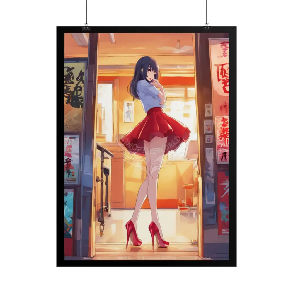 Anime Tall Girl Naughty Giantess Sexy Skimpy Fashion Fun Stiletto Fetish Poster — 3D Lingerie Stiletto Lady Art Print